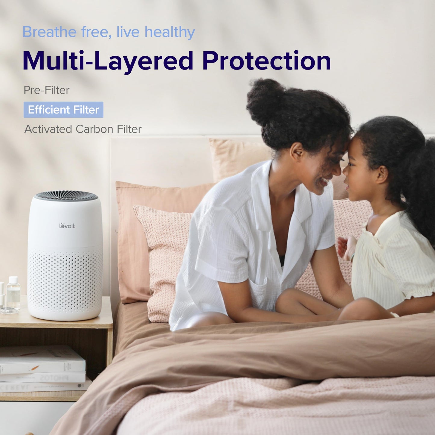 LEVOIT Air Purifiers, Vital100S & Air Purifiers for Bedroom Home, HEPA Filter Cleaner with Fragrance Sponge, White