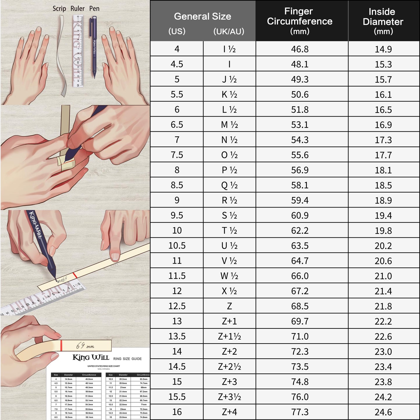 King Will Gunmetal Gray 8mm Basic Wedding Ring For Men with Brushed Matte Surface Beveled Polished Edge Comfort Fit Size 9.5