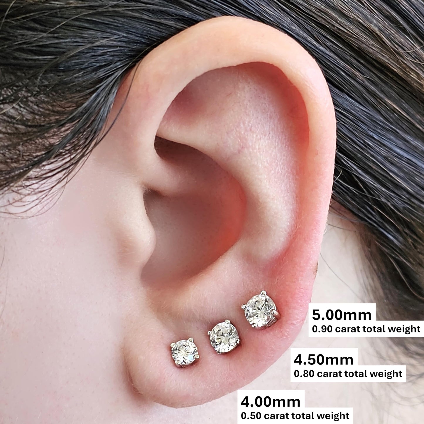 Central Diamond Center Round Simulated Diamond Stud Earrings Hypoallergenic Metal & Sterling Silver CZ - 4.00mm (0.50cttw) Rose