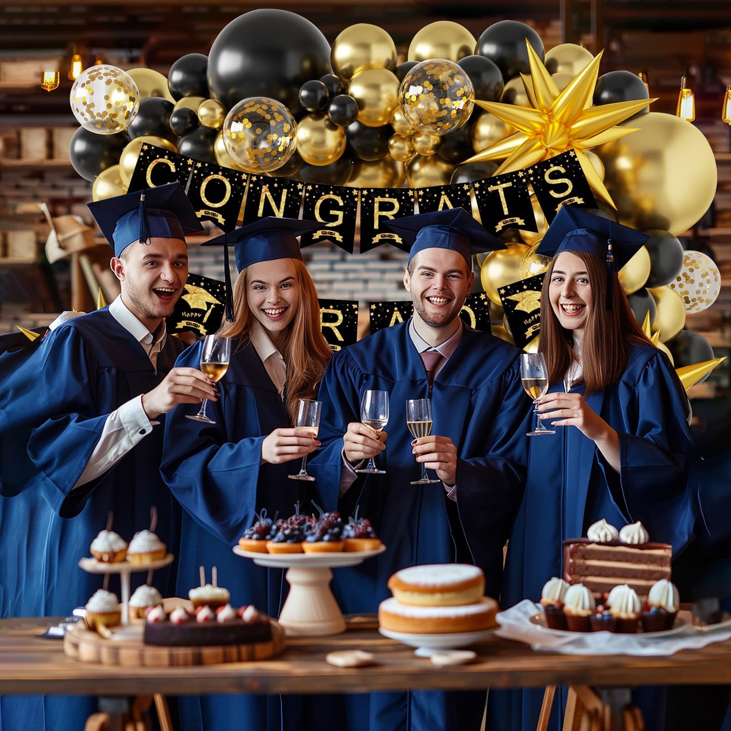 Sllyfo Graduation Decorations 2026 Black and Gold, 2026 Graduation Party Decorations Balloon Arch Kit, Black and Gold Graduation Balloons Class of 2026, Graduation Balloon Banner Arch Kit