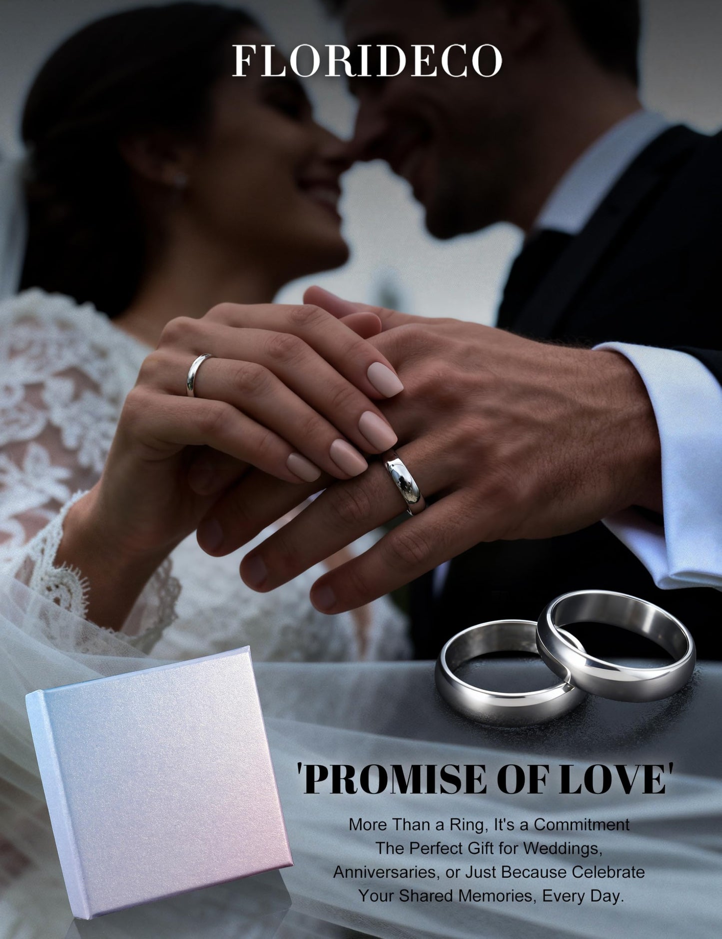 Florideco 5mm Stainless Steel Ring Wedding Bands for Women Mens Ring Wedding Band Plain Dome High Polished Size 9