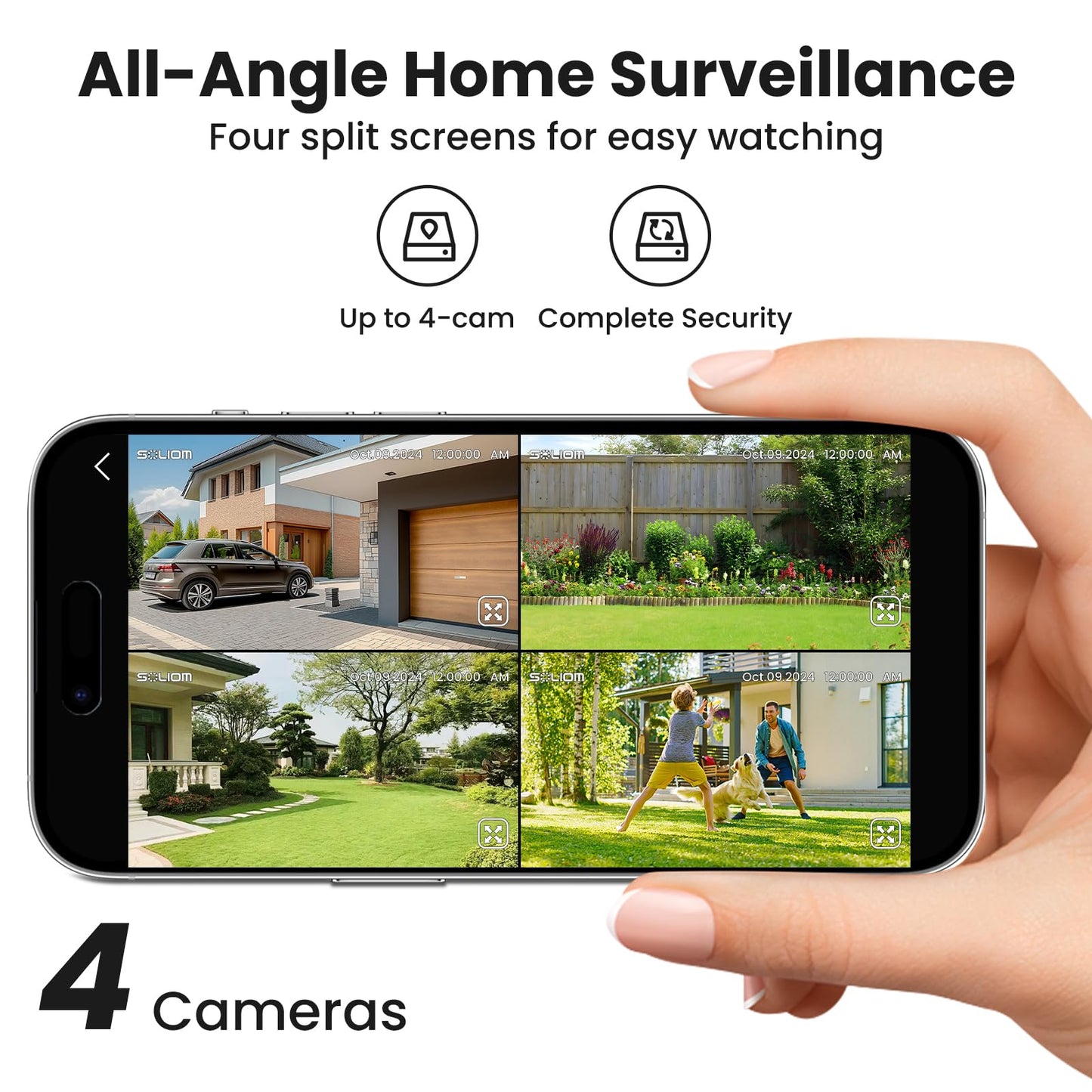 SOLIOM- True 5MP HD Security Cameras Outdoor Wireless, Add-On Camera, Solar Powered, Auto Tracking,Requires Soliombase, Soliombase Supports Up to 4 Cams