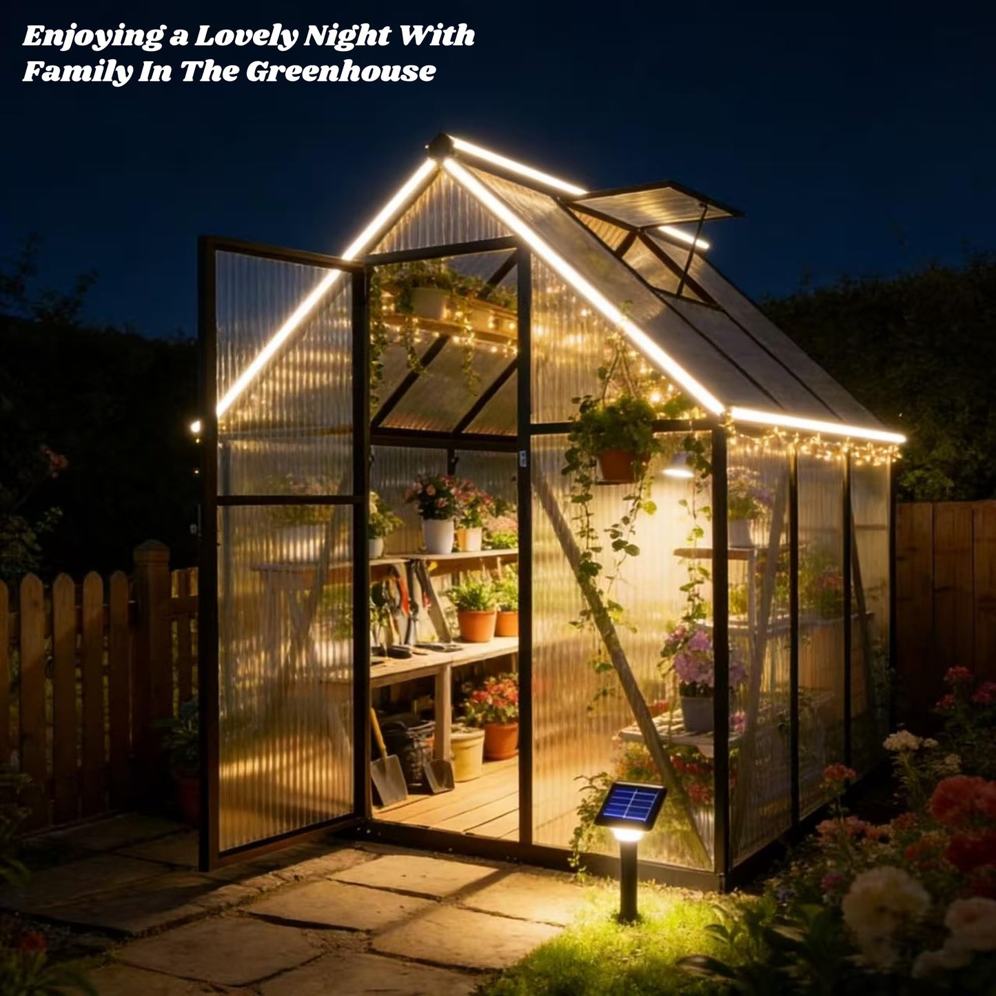 Jiliusure 6 x 6 FT Greenhouse for Outdoors, Polycarbonate Greenhouse with Quick Setup Structure and Roof Vent, Aluminum Large Walk-in Green House for Outside Garden Backyard, Charcoal Black