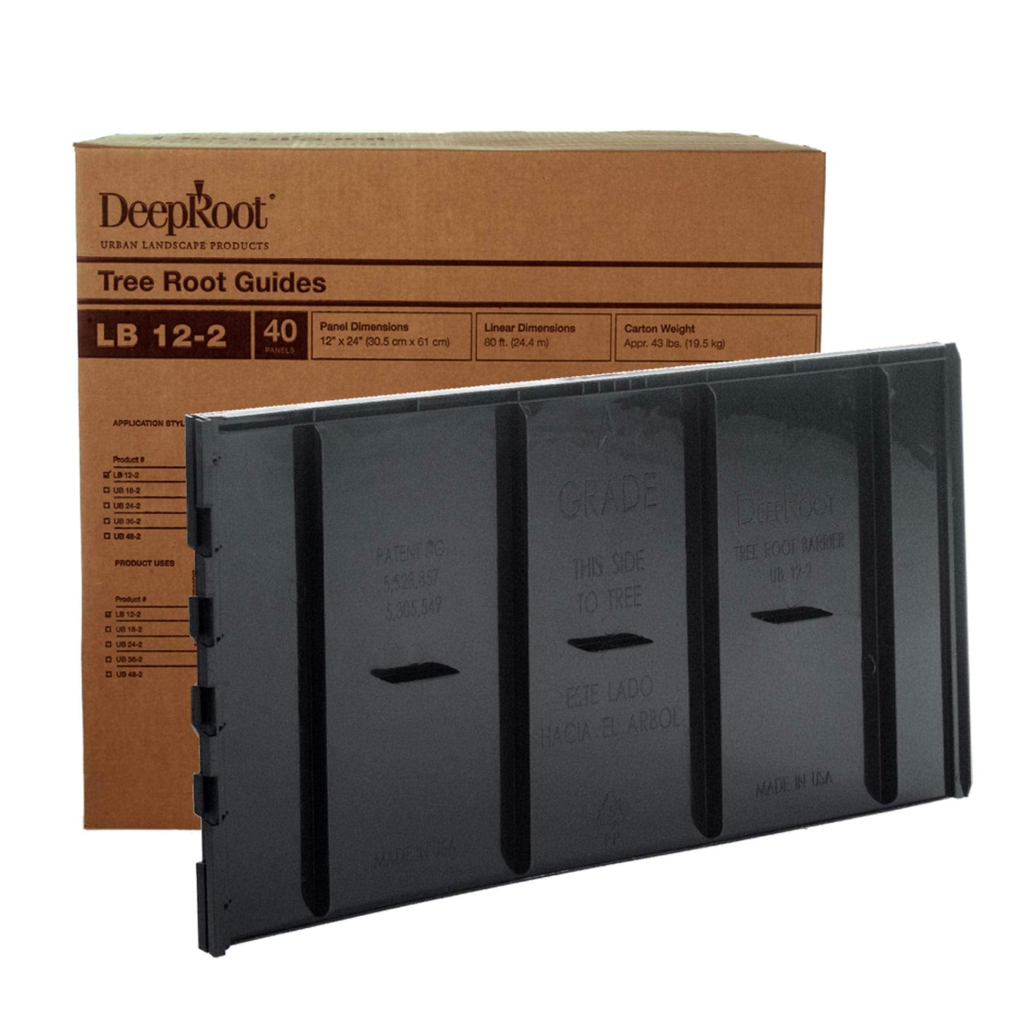 DeepRoot Tree Root Barrier, Tree Circle Weed Barrier, Root Shield for Sidewalks, Driveways, & Patios, 12" Depth, 24" Width, 40 Panels per Pack, 80 Linear Feet Total, Black