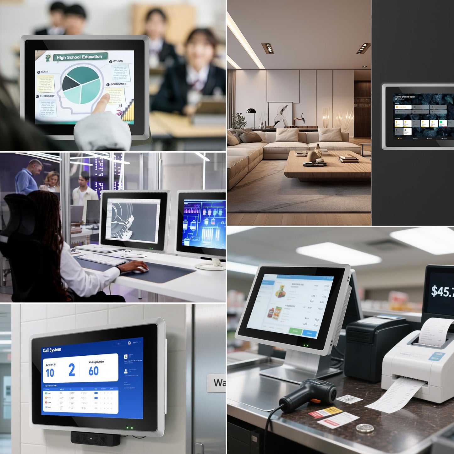 NORQIN 12.1 inches Industrial Embedded Panel PC,10 Point Capacitive Industrial Touch Screen Panel Computer,IP65 All-in-One Computer,Windows OS,for Home,Factory,Kiosk (i3-7100U,8GB RAM 256GB SSD)