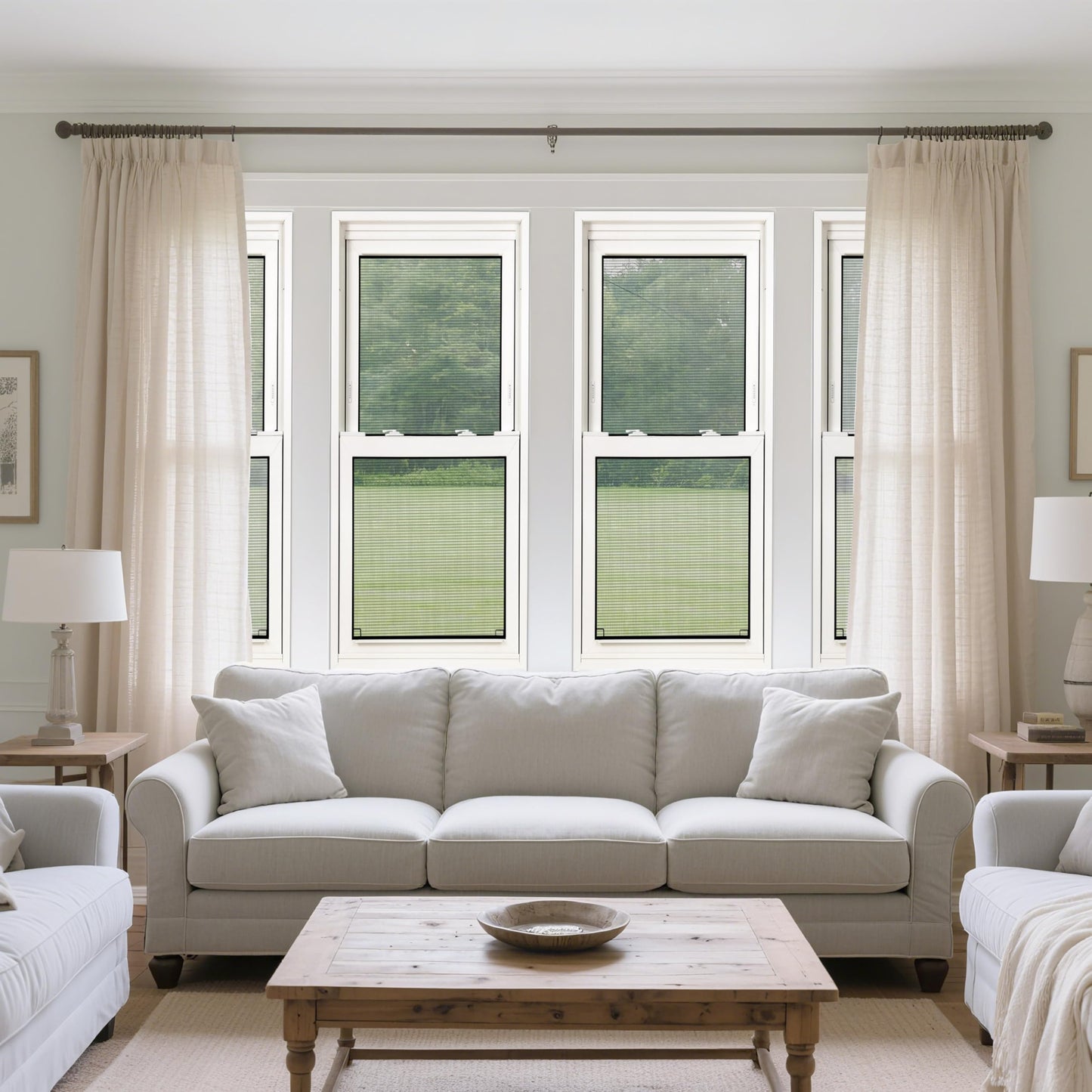 Vinyl Double Hung Sliding Window, 32" x 36" Household Window with Double-Pane Insulated Tempered Glass and Fiberglass Screen for House, Mobile Home (White)