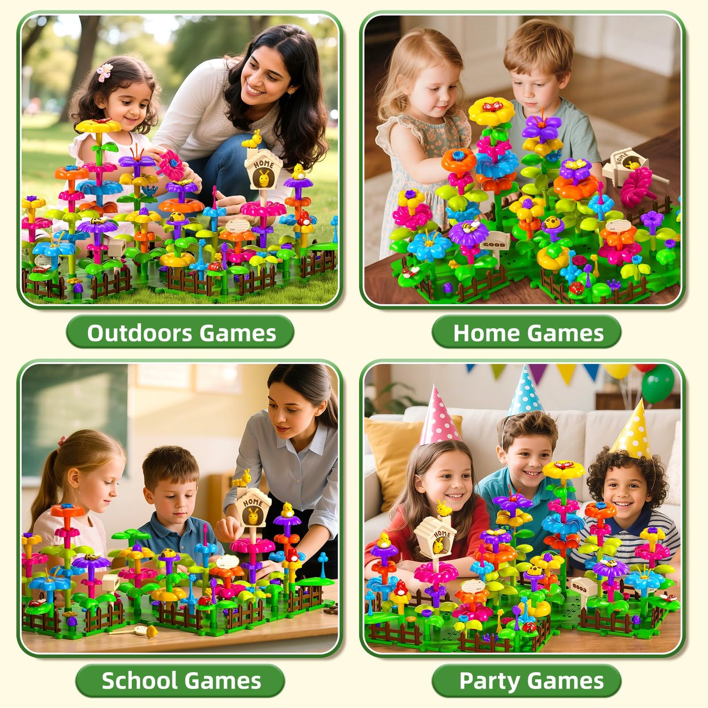 112 Pcs Flower Garden Toy,Toddler Girl Toys 3-4 Years Old Girls Gardening Building Gifts Set Best Educational Learning Fine Diy Crafts Stem Construction Stacking Kit,for 3 4 5 6 7 Year Kids Birthday