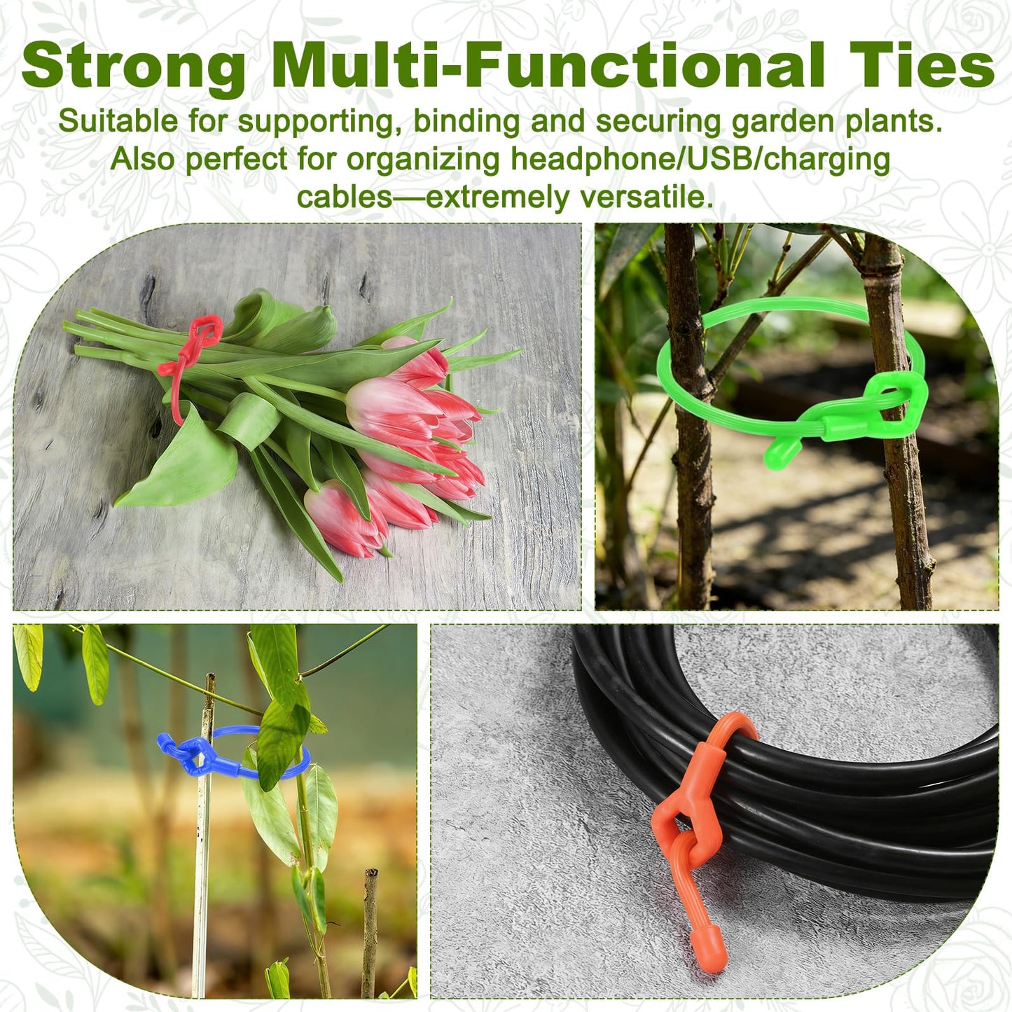 M METERXITY 12-Pack Adjustable Plant Ties, 6inch/15.24cm Silicone Flexible Multi-Function Sturdy Garden Twist Tie for Plant Support/Tree/Shrub/Vine, Reusable Support Twine [Red]