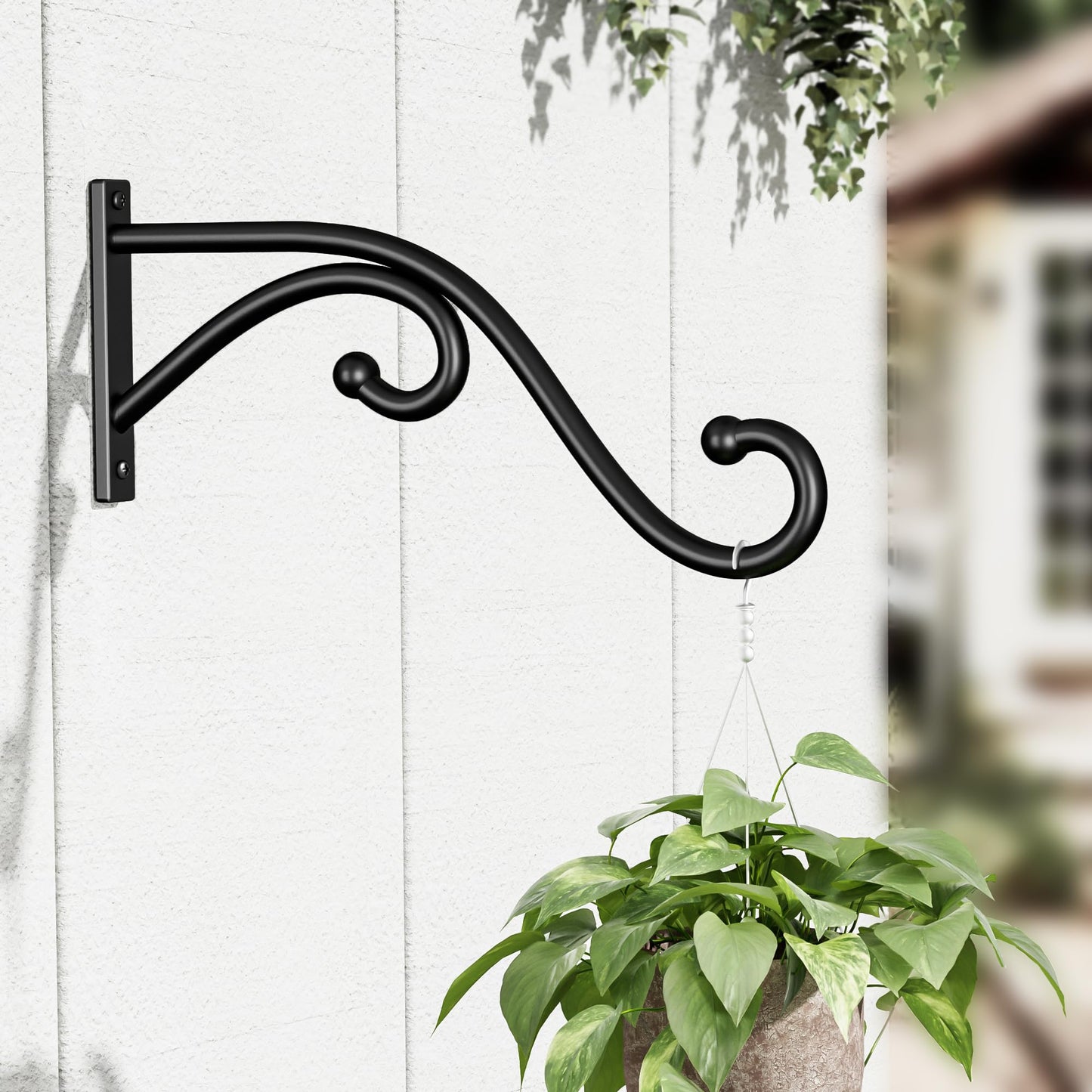Qiuzido Plant Hook Hanging Plant Brackets - 2 Pack 10 Inch Plant Hanger, Metal Plant Wall Hooks for Hanging Flower Basket, Lanterns, Bird Feeder, Wind Chimes Indoor & Outdoor.