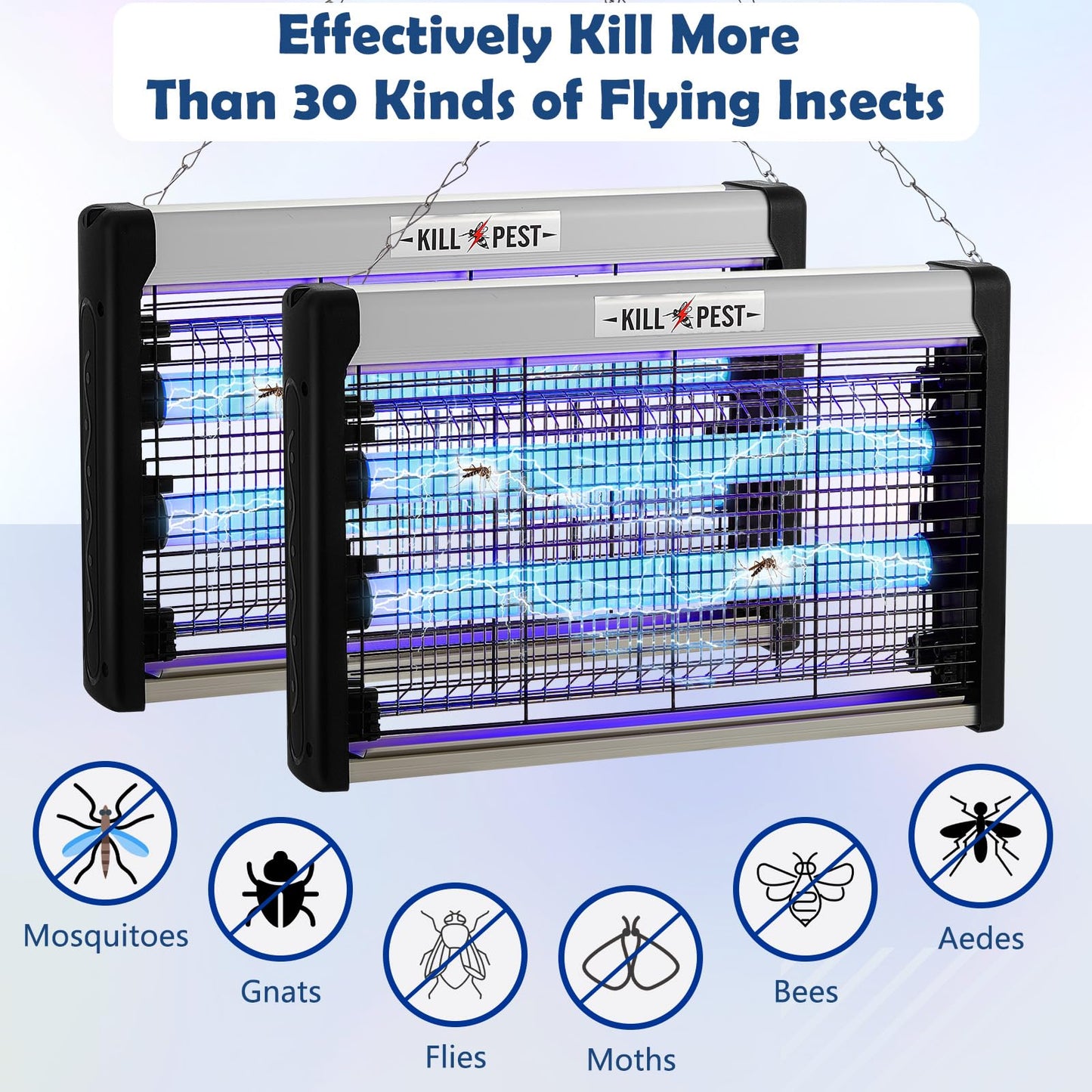 Qualirey Electric Bug Zapper Summer Indoor Electric Bug Zapper 6w Purple UV Light, 2 LED Bulbs Enhanced Dual-Band Attraction & Energy Saving, Fruit Flies Mosquito Insect Killer for Outdoor(2 Pcs)