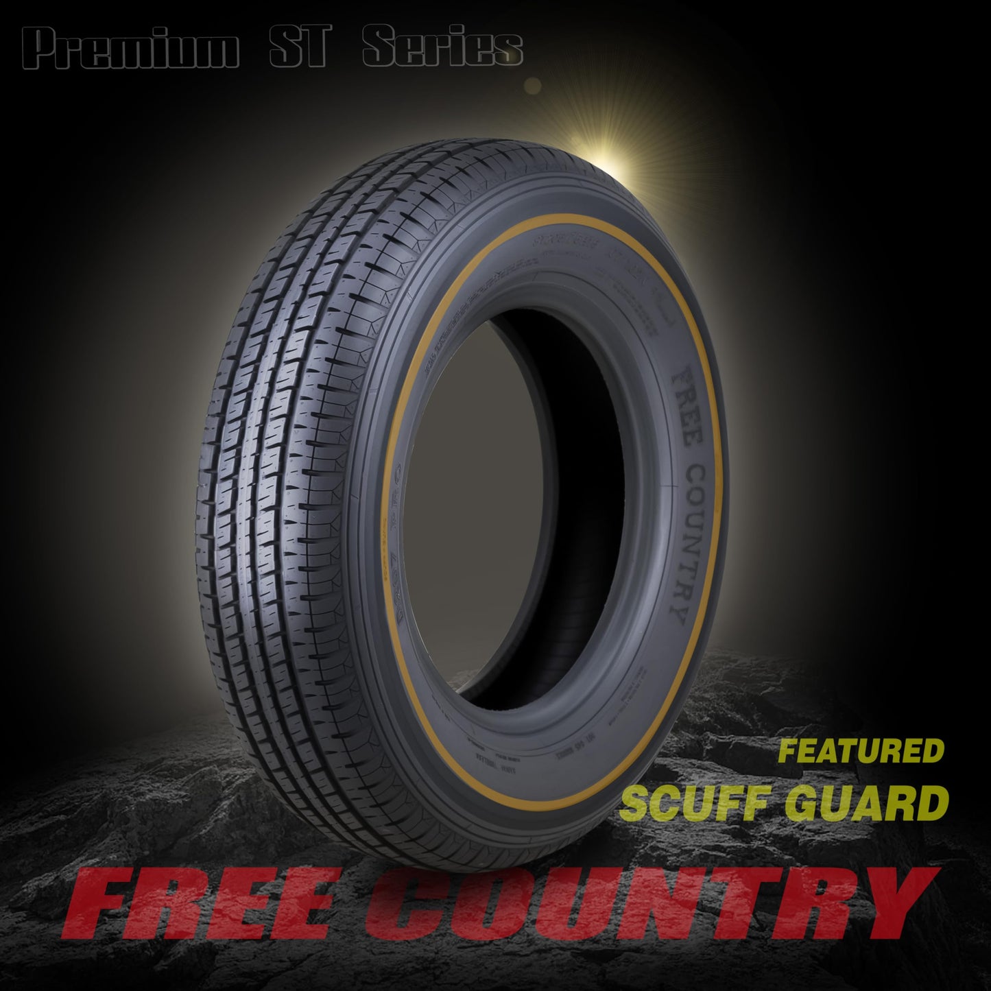 Free Country Grand Ride Set 4 Trailer Tires ST 205/75R14 8 Ply Load Range D Steel Belted Radial w/Featured Scuff Guard