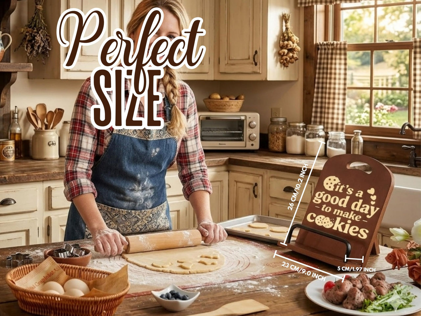 InnoBeta Cookie Gifts for Bakers, Cookbook Stand for Kitchen Counter, Perfect Gifts for Cookie Lovers on Birthday, Adjustable Tablet Recipe Book Holder, Unique Baking & Home Decor