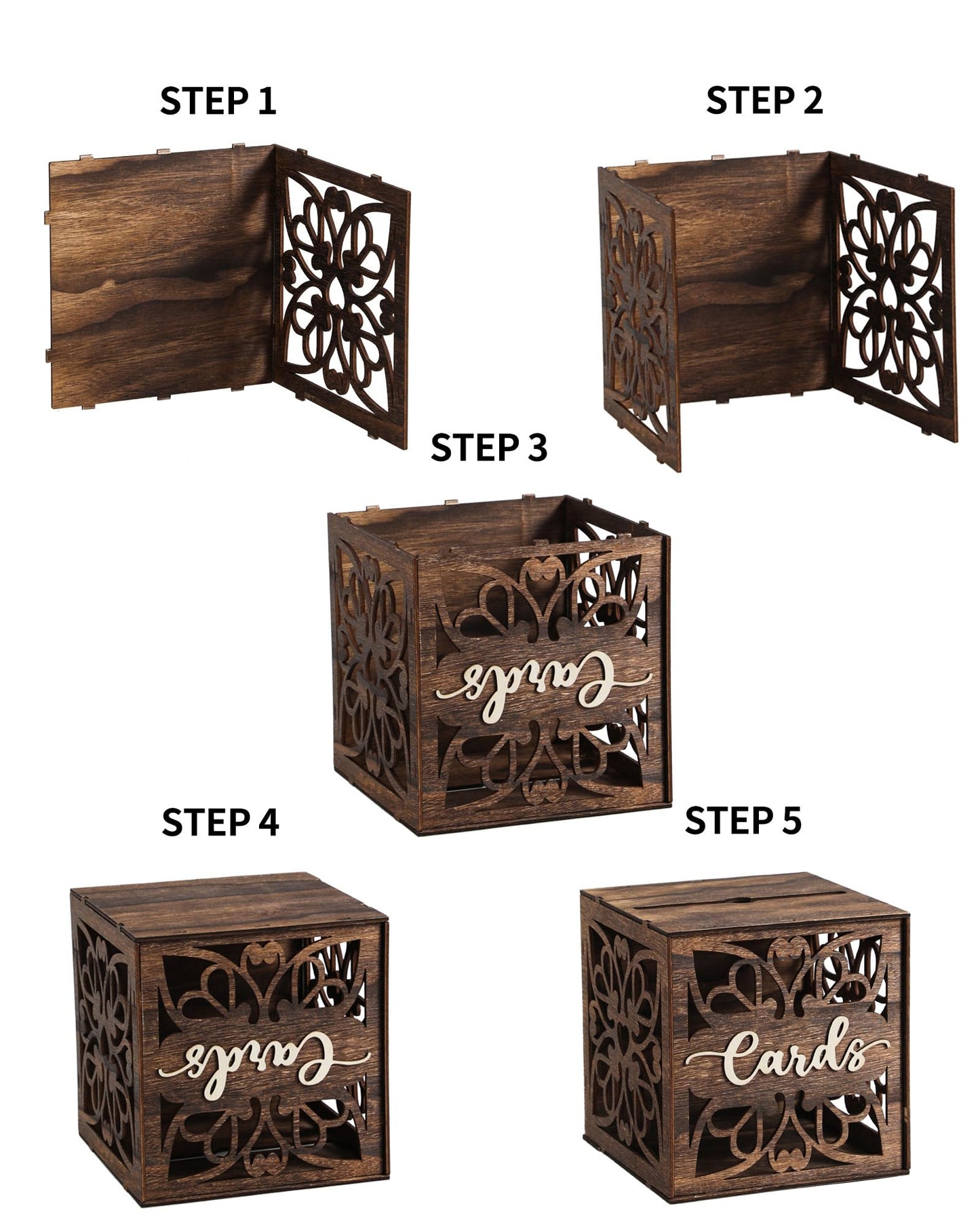 Xhqsulsclac Wedding Card Box with Lid, Wood Gift Card Box for Wedding Reception, Rustic Envelope Money Box for Wedding Party Birthday Bridal Shower Baby Shower Graduation Decorations (8.8x8.8x9.1 in)