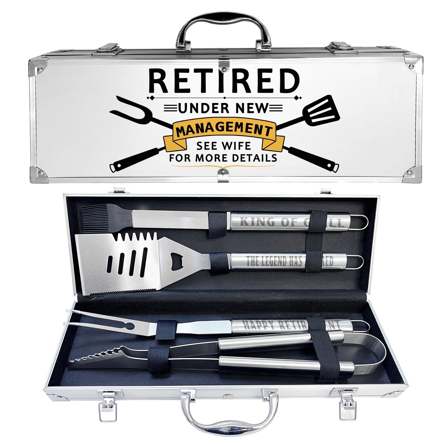 Retirement Gifts for Men, Retired Gifts for Men, Dad, Grandpa, Coworker, Teacher, Boss, Retirees Heavy Duty Grilling Accessories for BBQ, Thick Stainless Steel Grill Utensils with Non-Slip Handle Tool