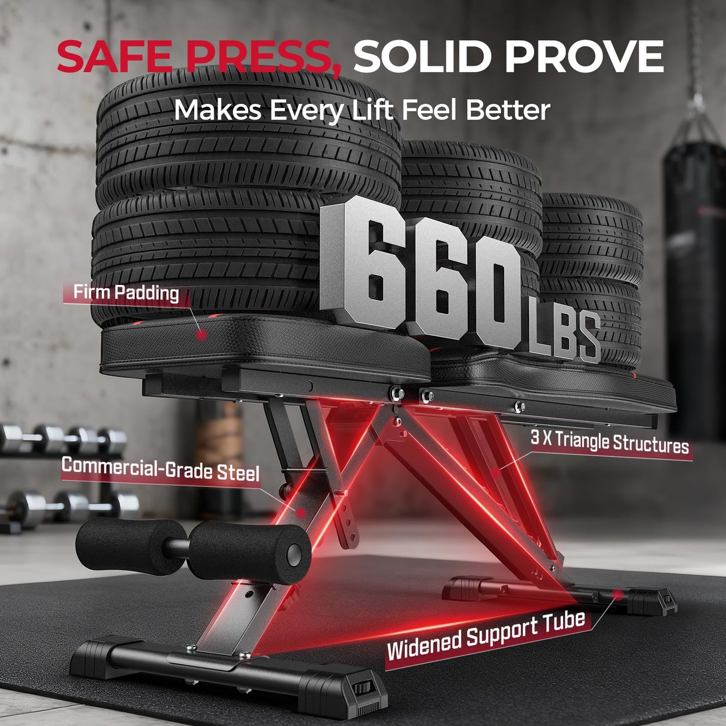 FLYBIRD Adjustable Bench,Utility Weight Bench for Full Body Workout- Multi-Purpose Foldable Incline Bench (Black)