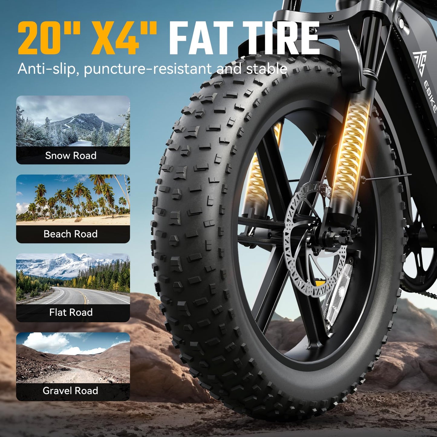 TST Electric Bike for Adults 1500W Peak 20" Fat Tire All- Terrain E-Bike 60 Miles 28 MPH Electric Dirt Bike - 48V 15 AH Battery Tested to Safety Tested to UL 2849 Powered Electric Bicycle