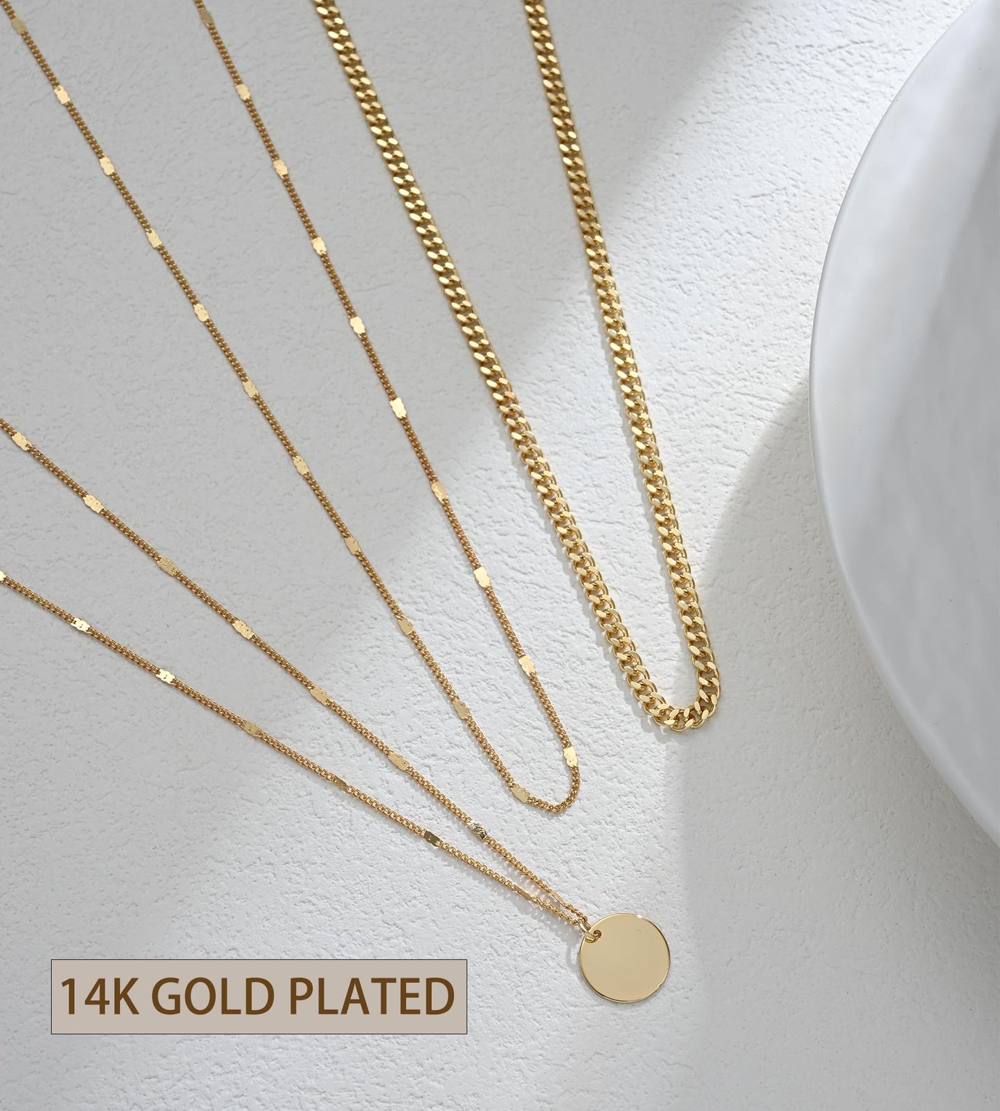 YEEZII Layered Gold Necklaces for Women Trendy, 3 Pcs 14K Gold Plated Choker Paperclip Box Chain Necklace, Stackable Women's Gold Pendant Necklaces Jewelry Set (Rose Gold-3 pcs)