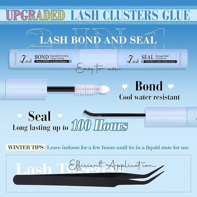 CORUSCATE Lash Clusters Kit with Bottom Lash Extension Kit Thick 160D+260D Cluster Eyelash Extensions Volume Individual Lashes 12-22mm Cluster Lashes Mega Dramatic Style with Lash Bond and Seal Glue