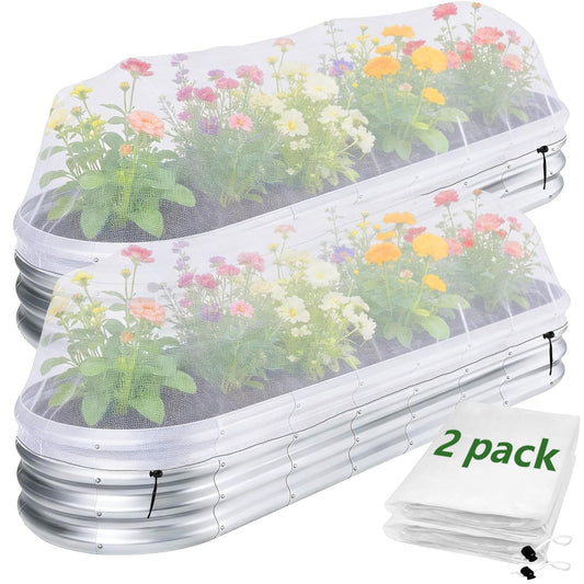 2 Pack Garden Netting for Raised Beds, 6x3 Ft Raised Bed Plant Covers for Garden Protection, Fine Mesh Bird Netting Pest Barrier Screen with Drawstring for Protecting Vegetables Fruits Crops