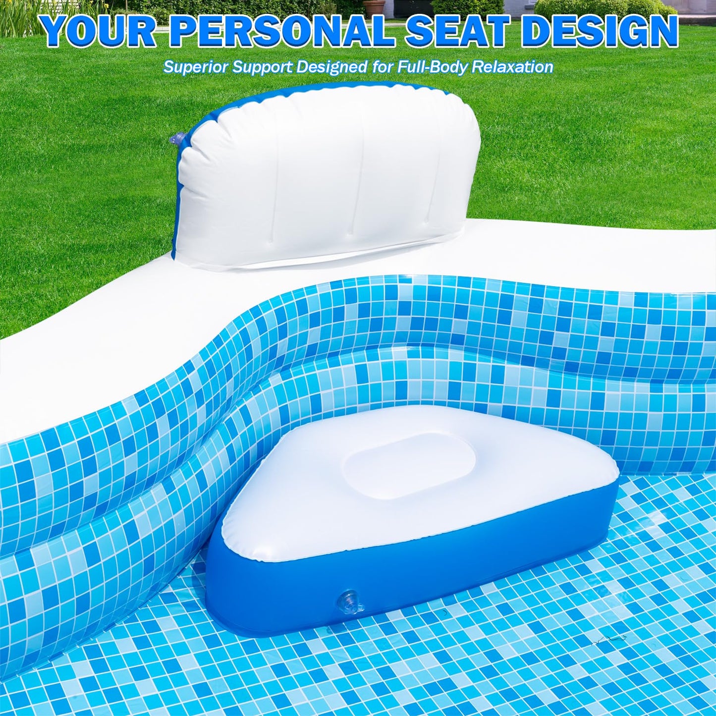 ALSTU Extra Large Inflatable Pool with Pump, 121" X 90" X 22" Full-Sized Blow Up Pool with Seats for Adults, Family Inflatable Swimming Pool for Summer Water Party Backyard Garden Lawn
