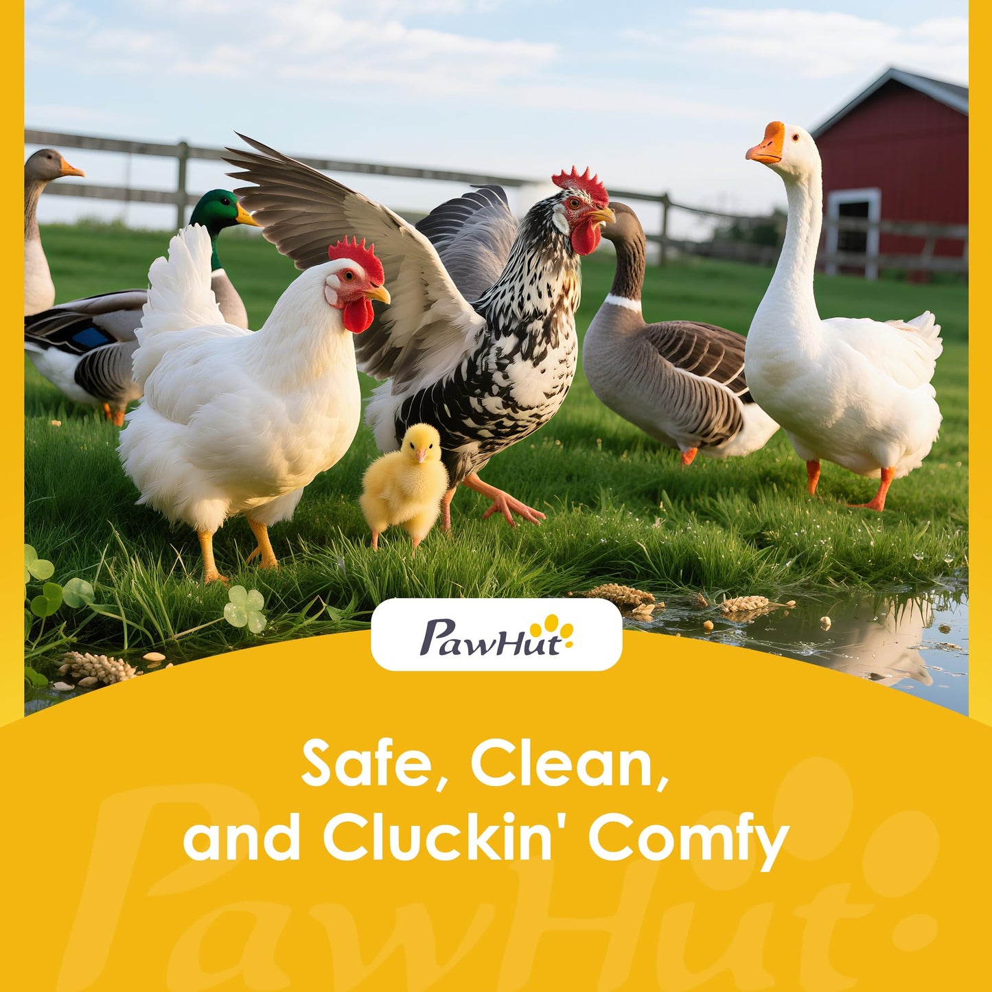 PawHut 77" Large Chicken Coop for 6-8 Chickens, Outdoor Wooden Hen House Poultry Cage with Run, 3 Nesting Boxes, Waterproof Roof, Removable Tray, Ramp for Farm Backyard, Gray