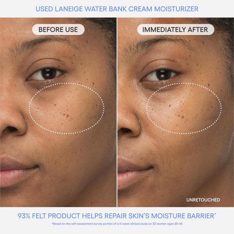 LANEIGE Water Bank Blue Hyaluronic Cream Moisturizer Mini: Hydrating Korean Face Cream with Squalane & Ceramide for Skin Barrier Support, Dermatologist-Tested