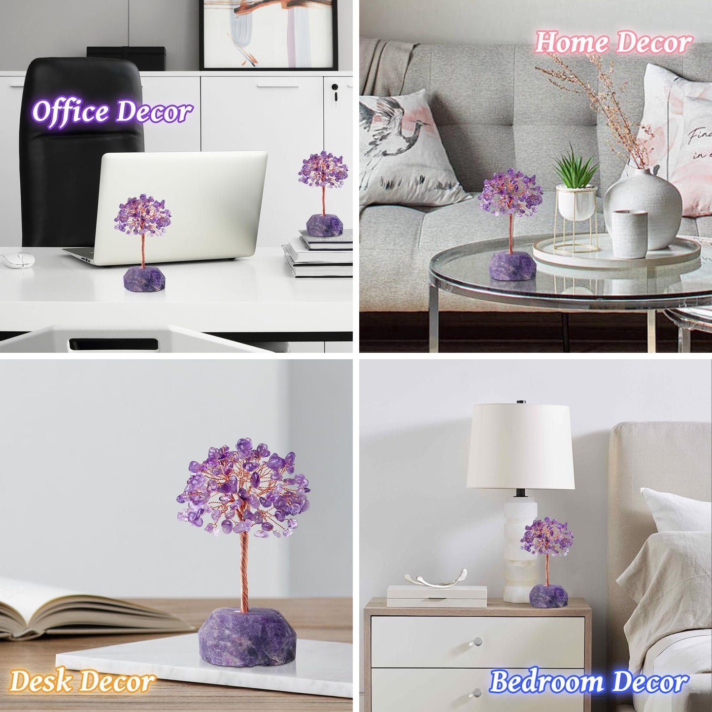 YATOJUZI 4.7"-5.1" Amethyst Crystal Money Tree,Purple Desk Cubicle Decorations Office Room Decor for Women,Meditation Accessories Reiki Gifts for Women,Crystals and Healing Stones,Tree of Life