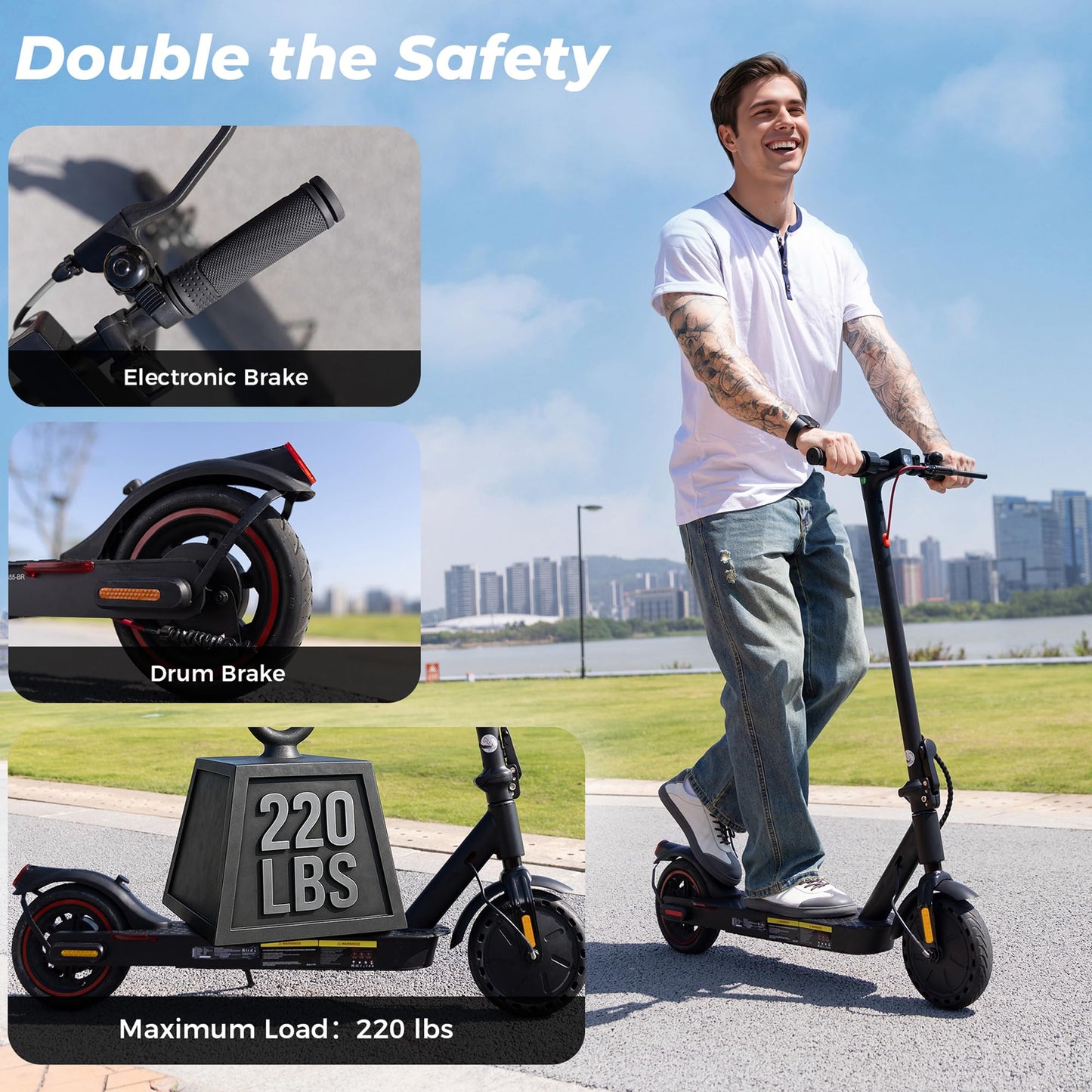 WAWSCOTE Electric Scooters - Electric Scooter for Adults, 500W Peak Motor, 18 Max MPH, 21 Miles Range, APP Control, Lightweight Foldable E-Scooter