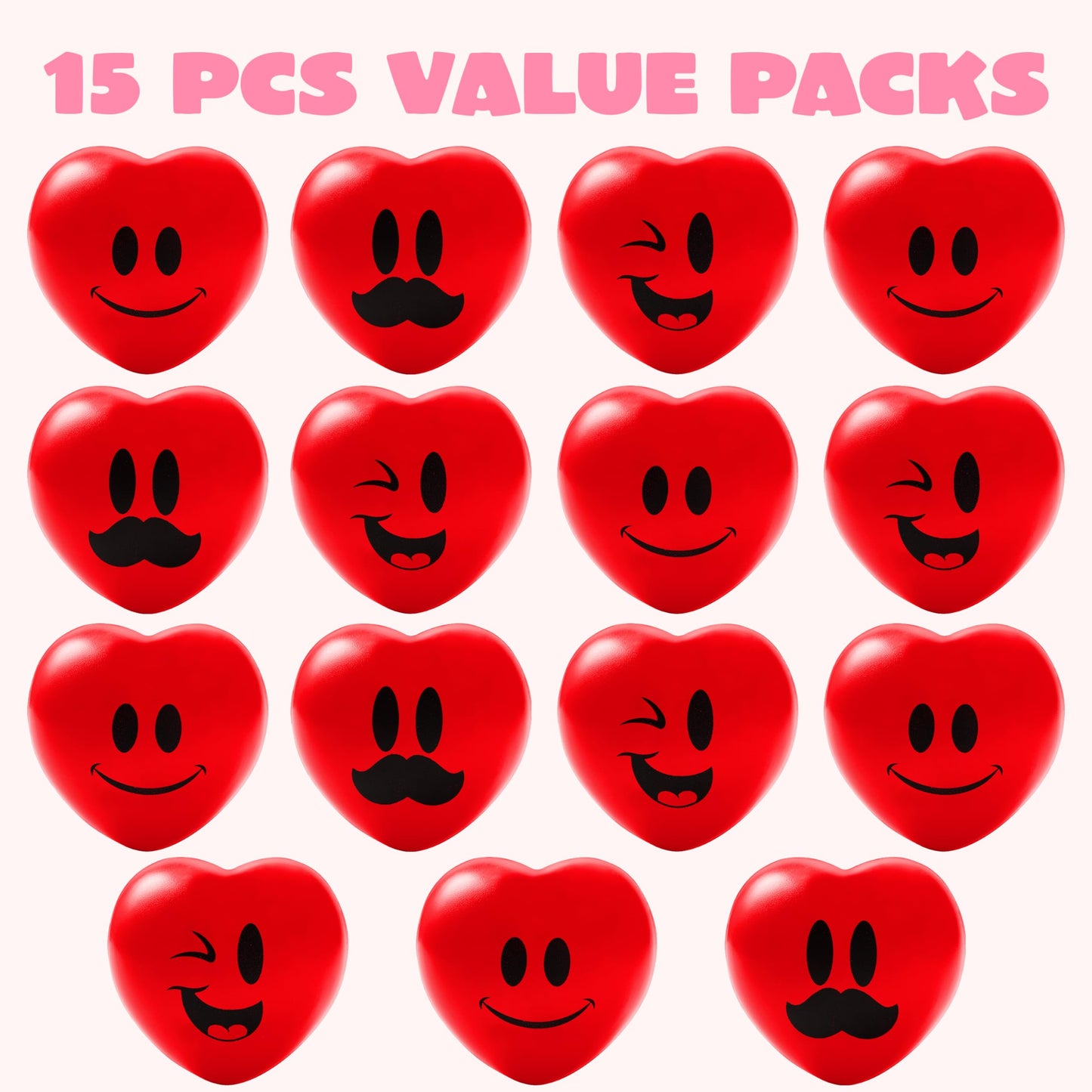 JOYIN 15 PCS Valentines Day Heart Shaped Stress Relief 3“ Balls for Kids Party Favors, School Classroom Exchange Prizes Gift