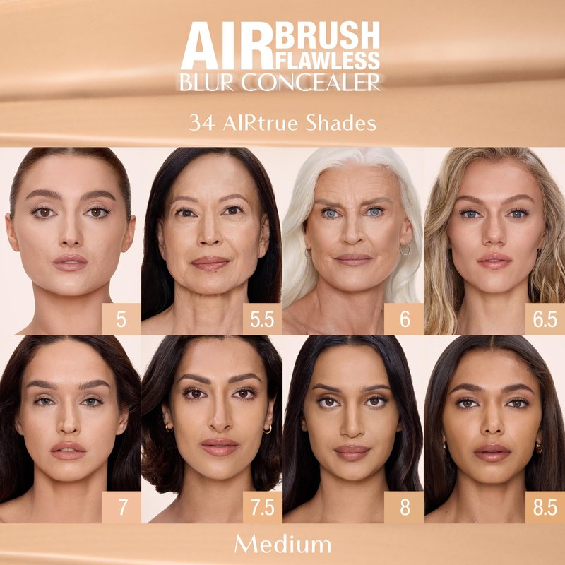 Charlotte Tilbury AIRbrush Flawless Blur Concealer - Concealer for Dark Circles, Blemishes & More - Hydrating, Full Coverage with a Natural Matte Finish - 6 Medium
