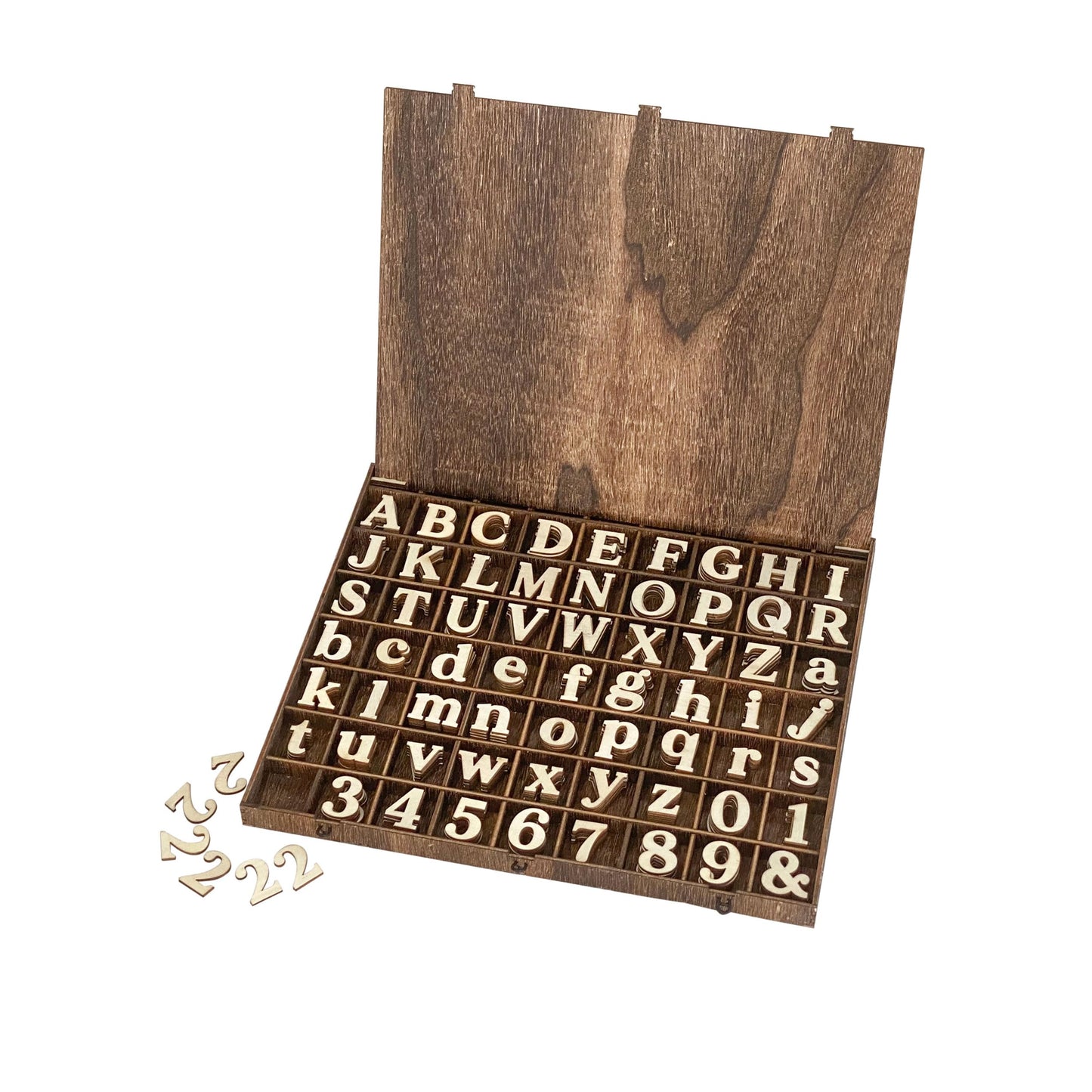 706 Pieces 1 Inch Wood Alphabet Letters Wooden Numbers Mini Capital & Lowercse Letters with Rustic Storage Box for Home Decor Spelling Education Homemade Crafts Party Gifts