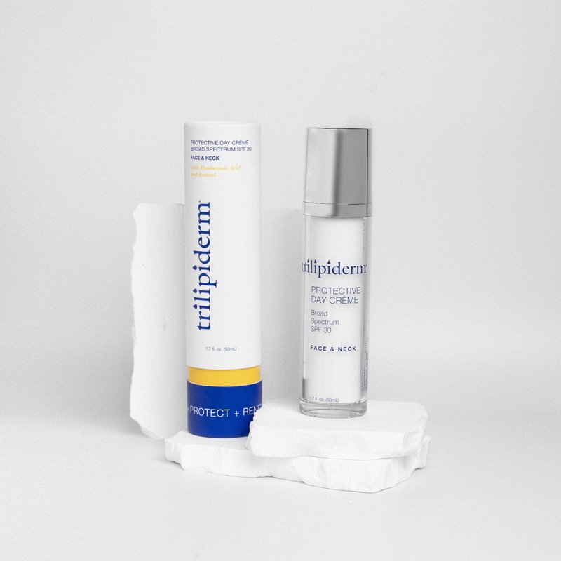 Trilipiderm Beach Lover Bundle - All-Body Moisture Retention Crème & Protective Day Crème Broad Spectrum SPF 30, Sunscreen Lotion Set for Face and Body, Travel Size