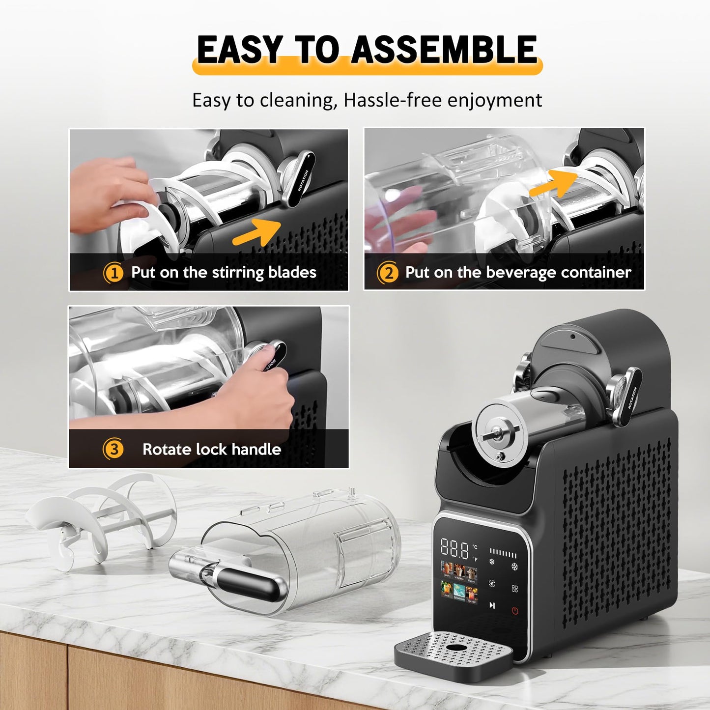 Slushie Machine, Frozen Drink Machine & Slushy Maker with Touchscreen, No Ice Needed, 6 Modes, Snow Flake Adjustment, Auto Clean, Gifts for Kitchen, Make Margaritas, Frappés, Milk Shake and More