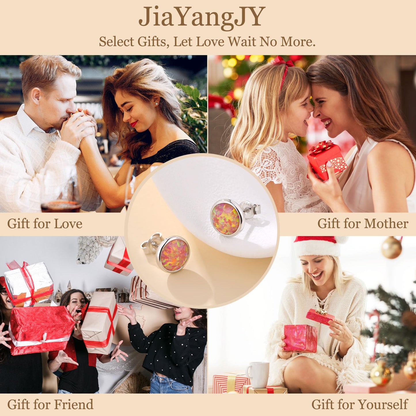 JiayangJY Silver Red Fire Opal Stud Earrings for Women Sterling Silver Round Shape 8mm Opal Earrings with Push Back