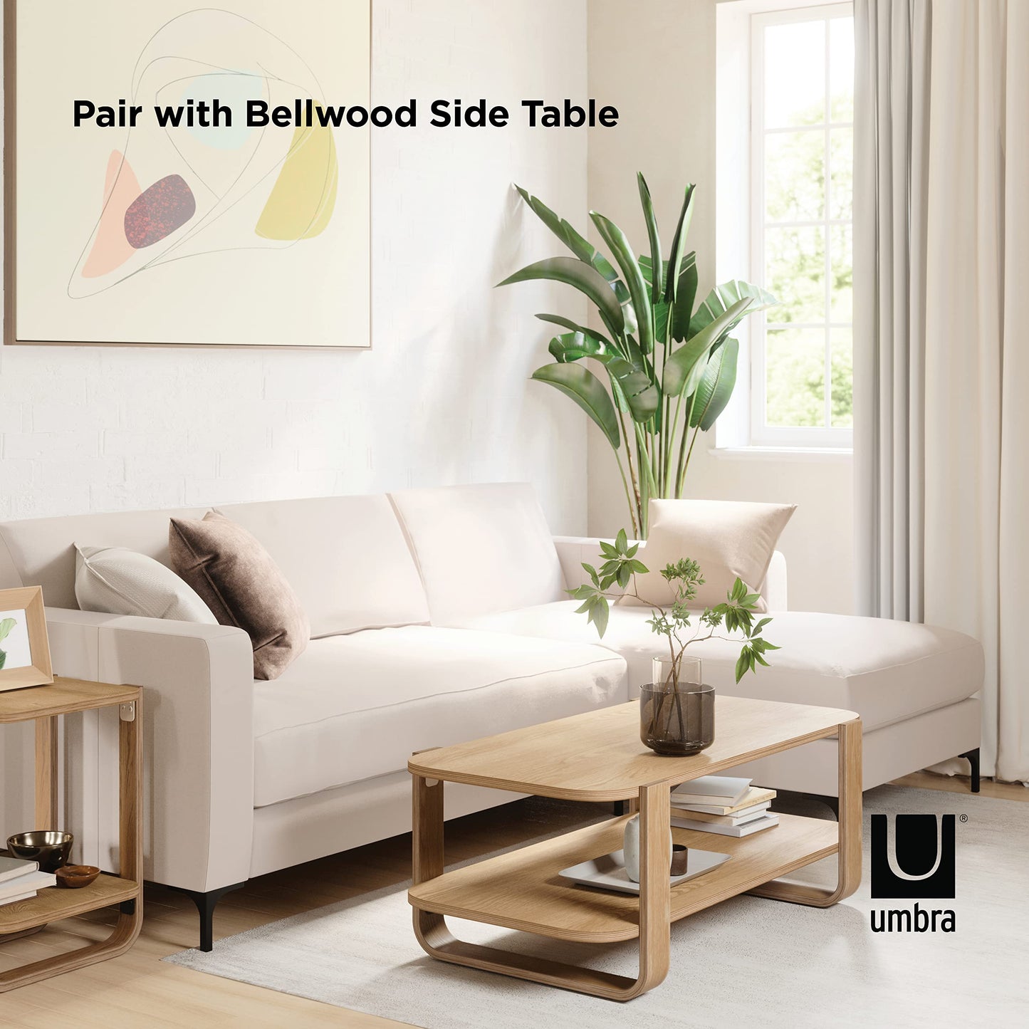 Umbra Bellwood Coffee Table with Storage, Natural