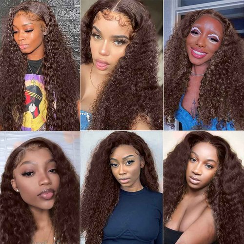 Fabimiya 26 28 30 Inch Human Hair Bundles Brown 4# Water Wave Bundles Human Hair Unprocessed Soft Sewn In Hair with Double Weft for Black Women