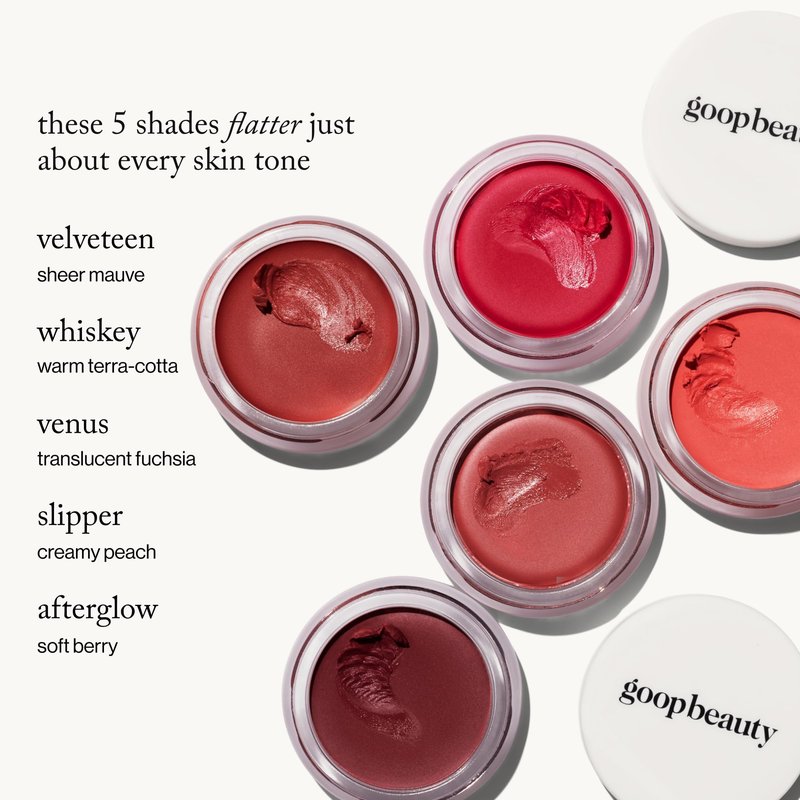 goop Beauty Cream Blush | Sheer Pop of Color for Lips & Cheeks | Vitamin C, Vitamin E & Safflower Oil | Natural Makeup for Glowing Skin | 0.5 oz | Afterglow - Soft Berry