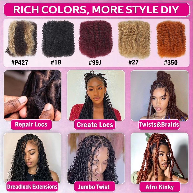 Afro Kinkys Bulk Human Hair For Braiding 18 inch Orange Ginger Afro Kinky Curly 100% Real Human Hair Bulk for Dreadlocks Mini Twist Crochet Braids Hair Extensions 50g
