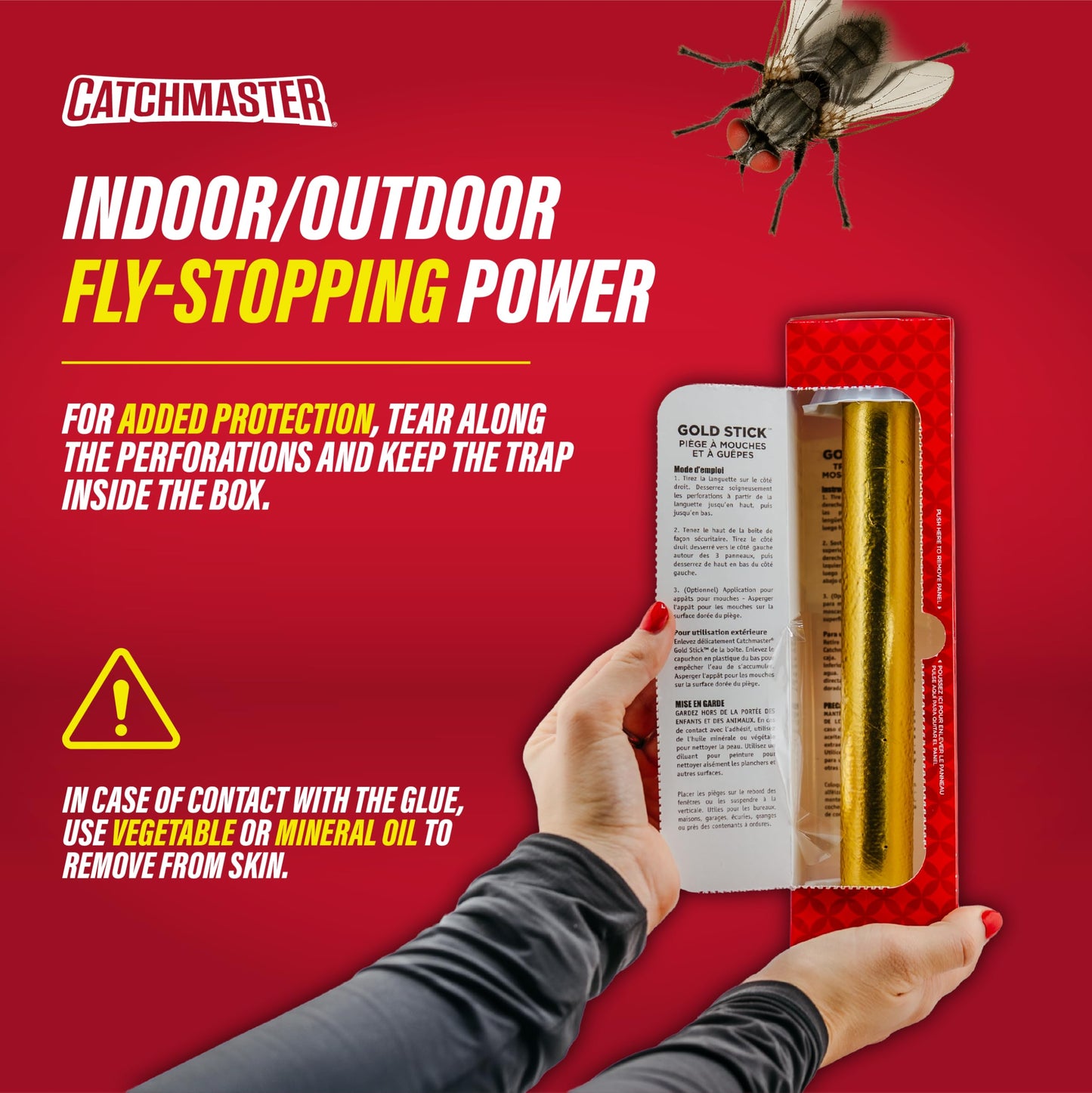 Catchmaster Gold Stick Fly Trap 4-Pk, Bug & Fruit Fly Traps for Indoors & Outdoors, Premium Adhesive Mosquito, Gnat, & Bug Catcher, Insect Killer, Bulk Pest Control for Home