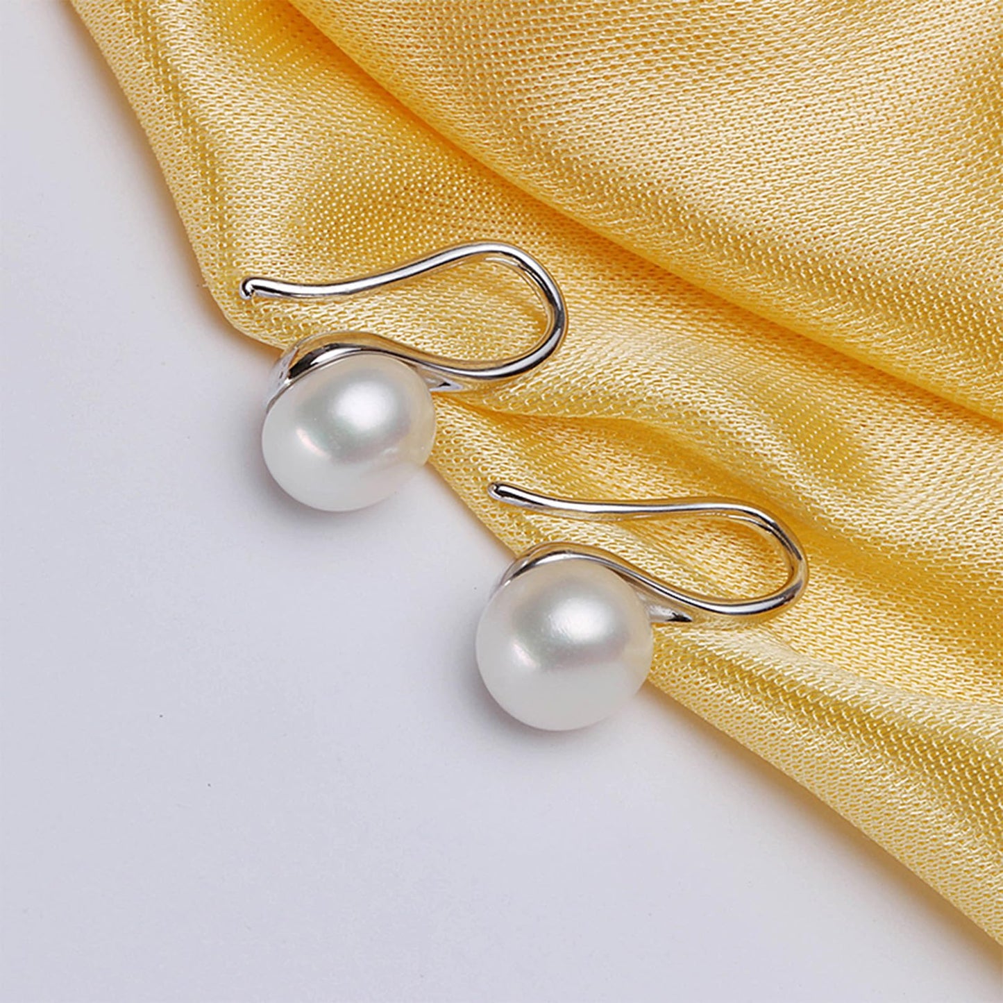 HENGSHENG Pearl Jewelry Set For Women 927 Sterling Silver Necklace Pearl Pendant & Pearl Earrings Freshwater Pearl Drop Jewelry Set for Wedding Prom Gift