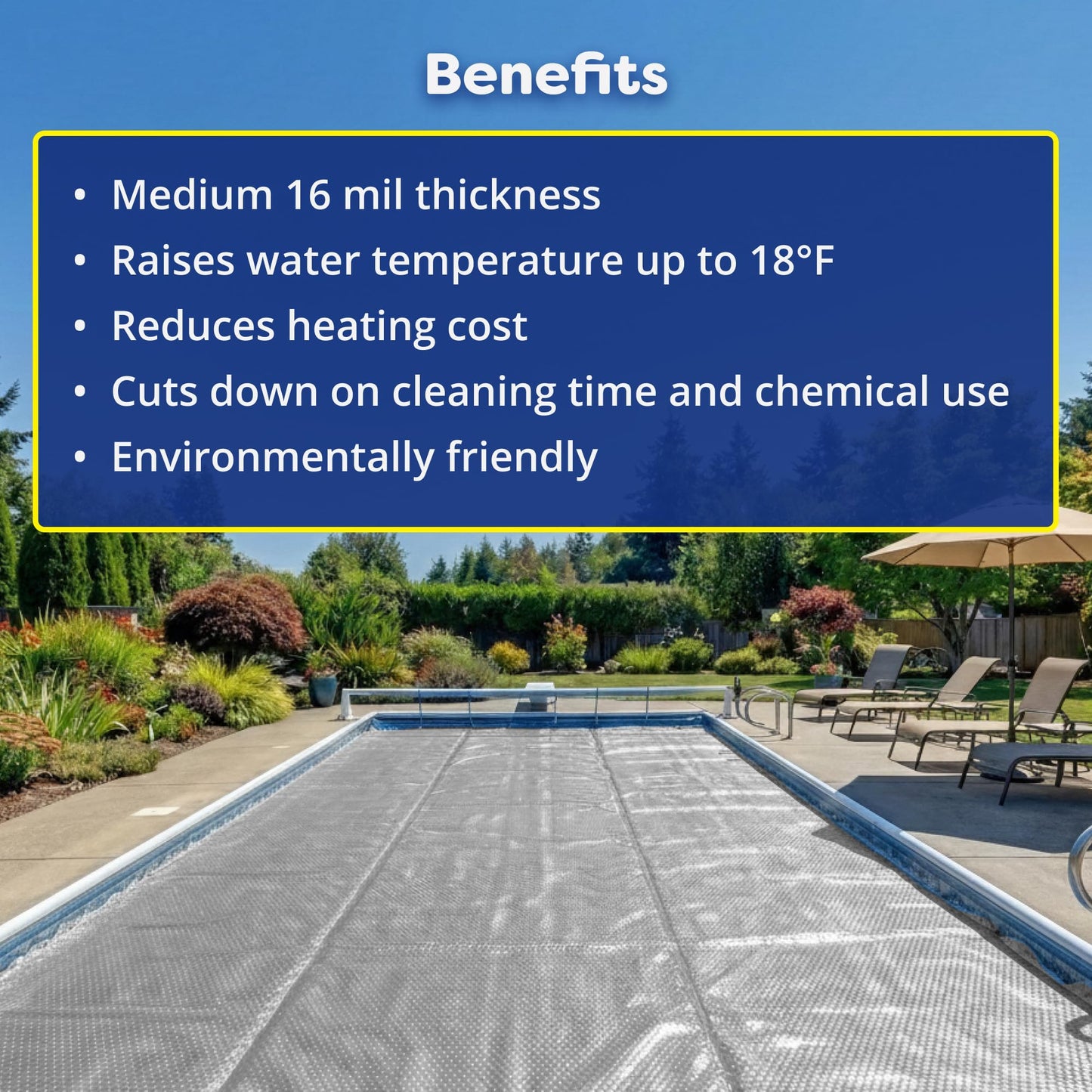 In The Swim 12' x 24' Ultra Silver Rectangle Solar Pool Cover 16 Mil for Solar Heating Above Ground Pools and Inground Pools