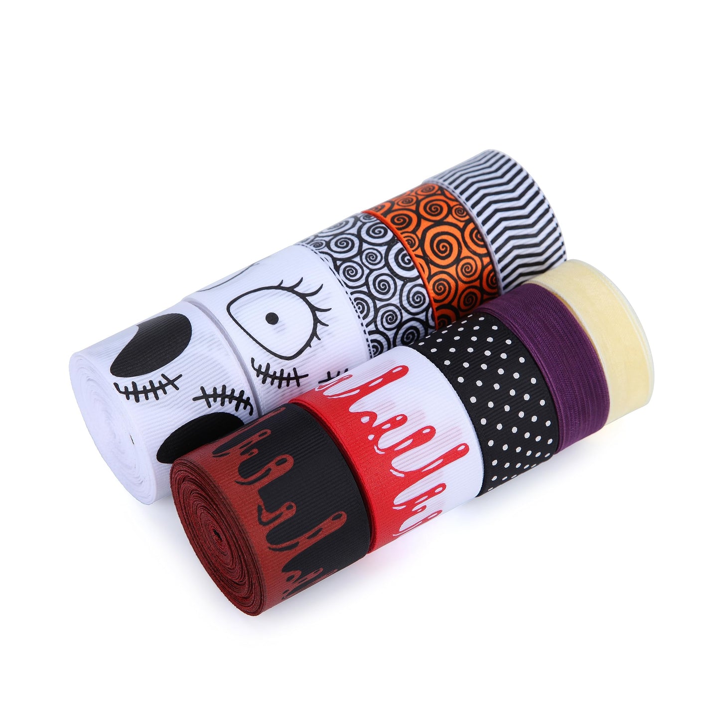 Meseey Nightmare Before Christmas Ribbon 3D Blood Drips Horror Movie Jack Skellington Face Sally Patch Halloween Decoration Ribbon for Gift Wrapping Crafts DIY Holiday Party (Nightmare Ribbon)