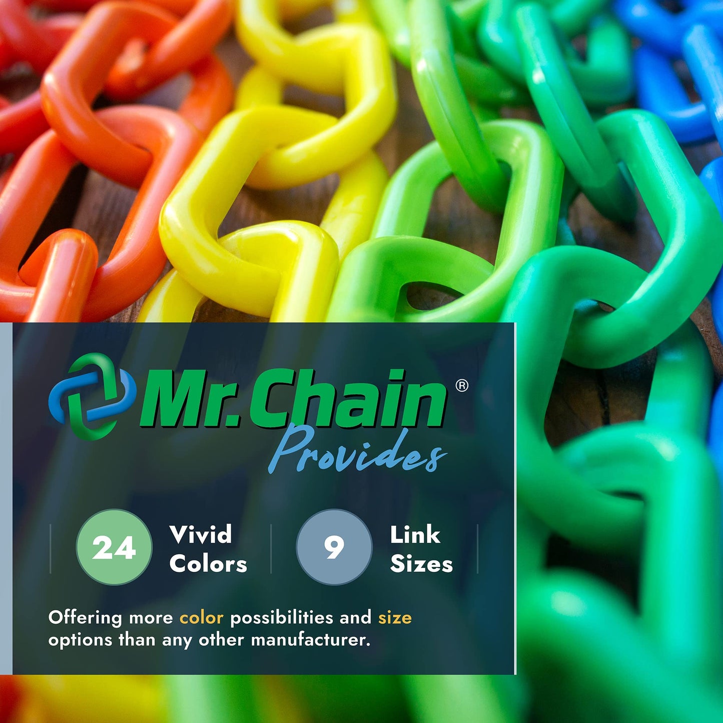 Mr. Chain Plastic Barrier Chain, Silver, 1.5-Inch Link Diameter, 25-Foot Length (30008-25)