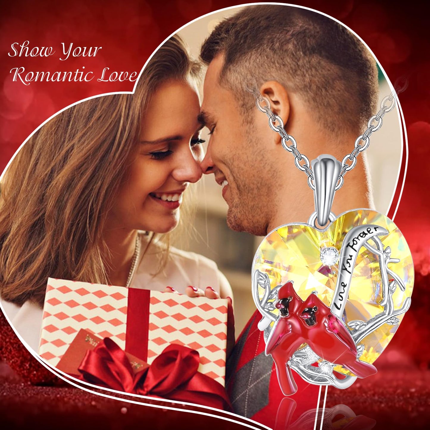 AENEAS Cardinal Heart Necklace Pendant Sterling Silver Cardinal Jewelry Red Bird Memorial Gifts for Mom Her Birthday
