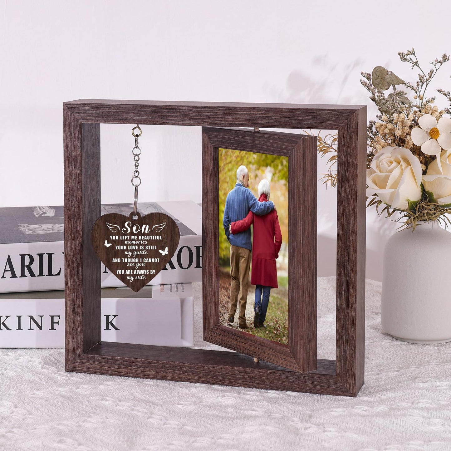 Boiveco Memorial Gifts for Loss of Son, Sympathy Gift for Loss of Son Memorial Picture Frame, In Memory of Son Grief Remembrance Bereavement Gifts for Loss of Son, Display Two 4x6 Photos