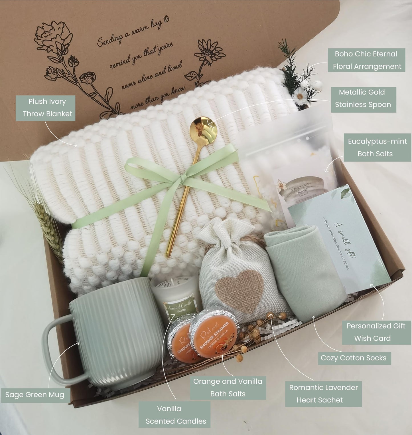 Get Well Soon Gift Basket- Relaxation, Birthday,Mothers Day /Self Care Package, After Surgery recovery, Sympathy Gift for Loss of Loved One, Thinking of You Gift Set, Grief/Miscarriage Gift for Women