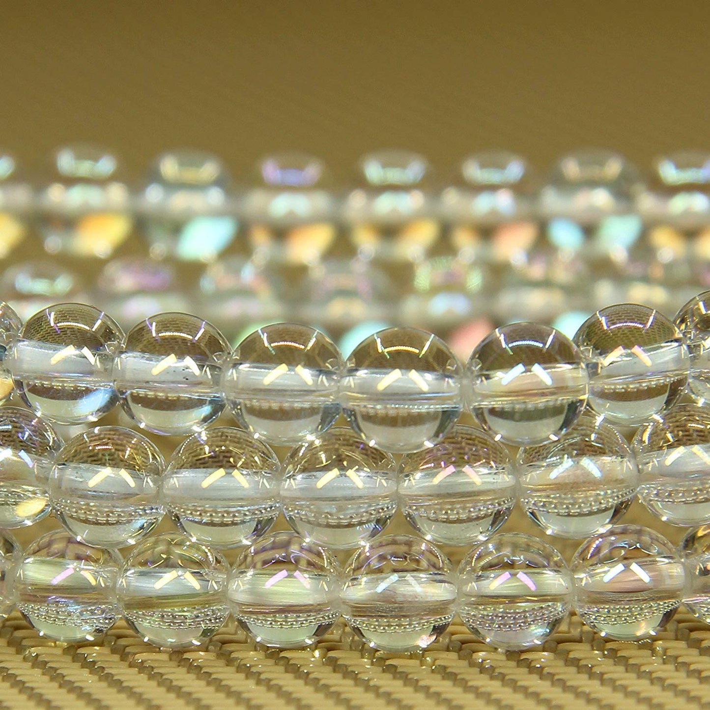 Angelstones Handmade Natural Aqua Aura Clear Quartz Healing Gemstone 6mm Round Beads Stretch Crystal Bracelet 7 Inch Unisex