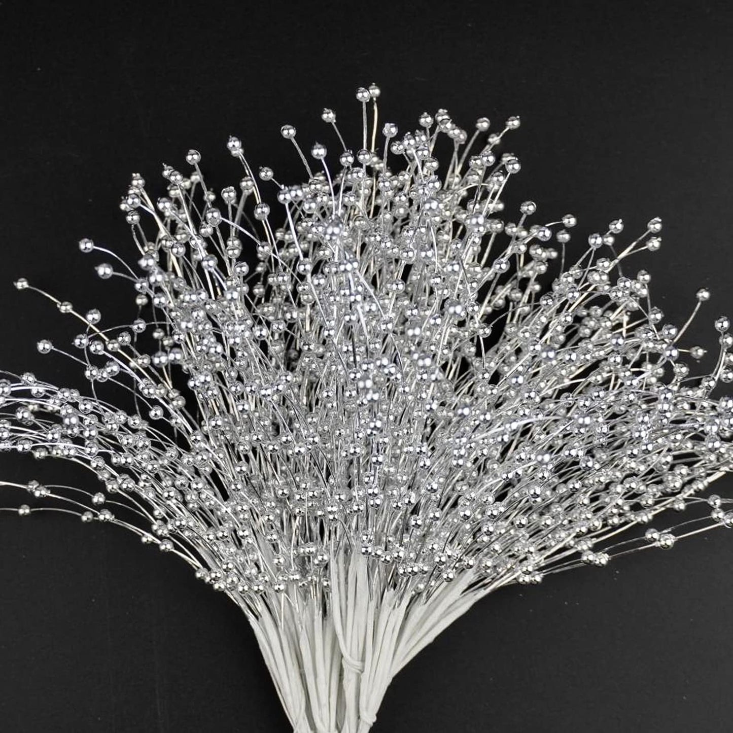 100 Pieces String Pearl Sticks Pearls for Crafts, Artificial Pearls String Beads for Wedding Bridal Flower Bouquet, Wedding Party Table Decor, Corsage, Christmas Garland, DIY Accessories (White)