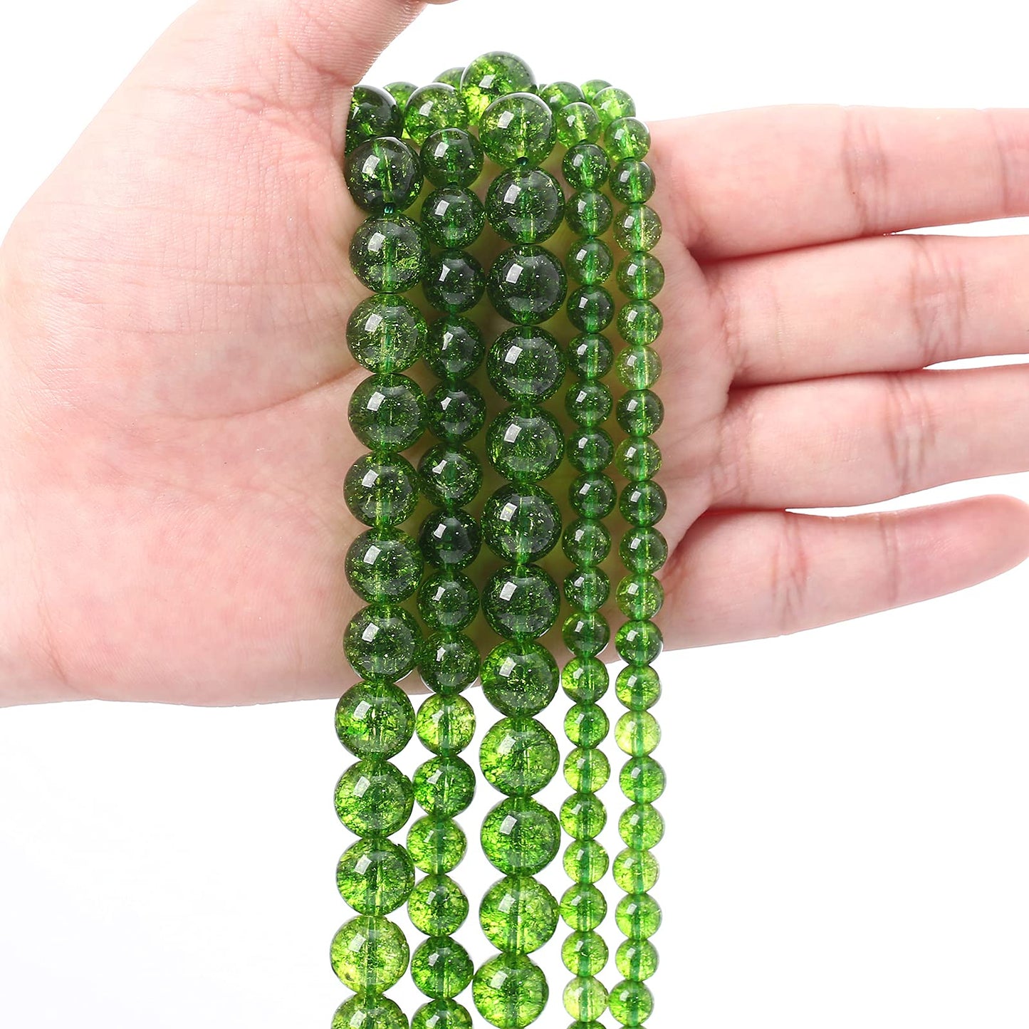 36PCS 10MM Beads Green Crystal Quartz Gem Energy Crystal Healing Jewelry Making Natural Stone Beads DIY (Green Crystal, 10MM)