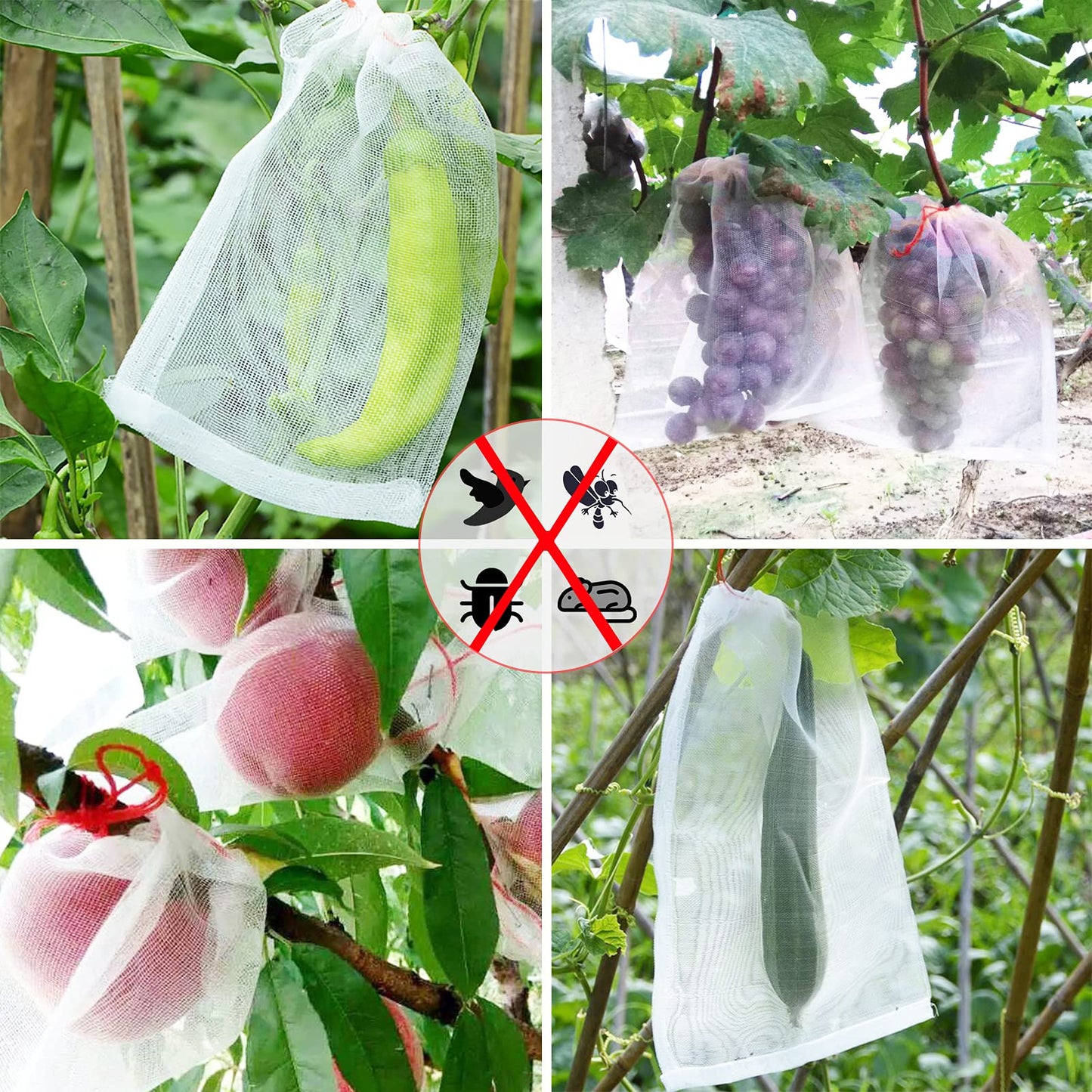 20Pcs Kikhope Fruit Protection Bags, 21"x14" Garden Netting Bags with Drawstring, Fruit Netting Bags, Fruit Tree Bags, Netting Barrier Bags for Protecting Fruits and Vegetables